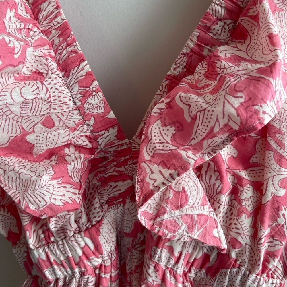 Madison Matthew Floral Pink and White Ruffle Dress - Picture 7 of 9